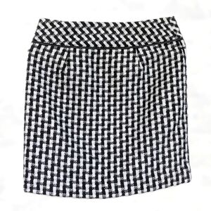 LOFT Black & White Pencil A-Line Mini Houndstooth Tube Skirt - sz 0 Petite